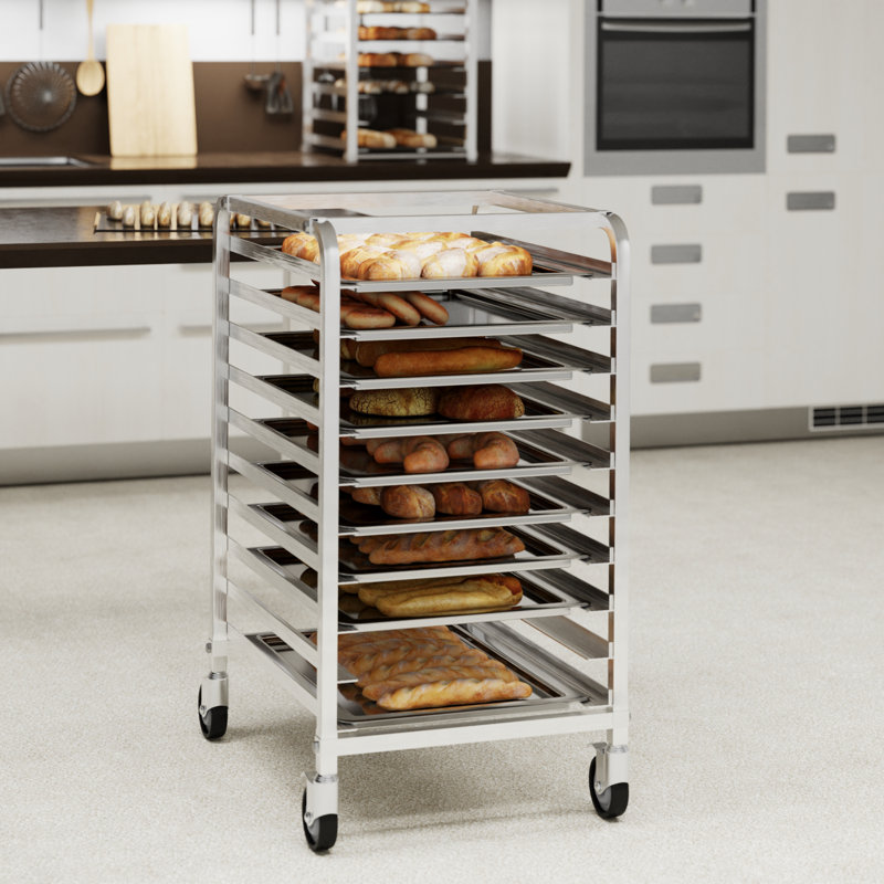 6-Tier Stainless Steel Sheet Pan Rack - 28"x18"x21" Tabletop Or Floor Bread Pan Holder For 18x11" Trays, Kitchen Organization